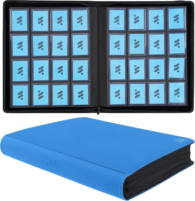 Top Loader Binder, Holds 640 Top Loaders,16 Pocket Top Loader Binders for 3" x 4" Rigid Cards,Top Loader Card Binder for Hard Plastic Top Loaders- Light Blue