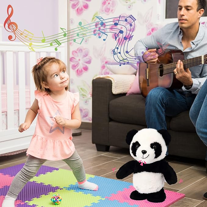Easfan Talking Panda Repeats What You Say Electric Walking Singing Stuffed Animal Interactive Funny Plush Toy Musical Speaking Animated Toy Birthday for Kids Boys Girls, 8’’