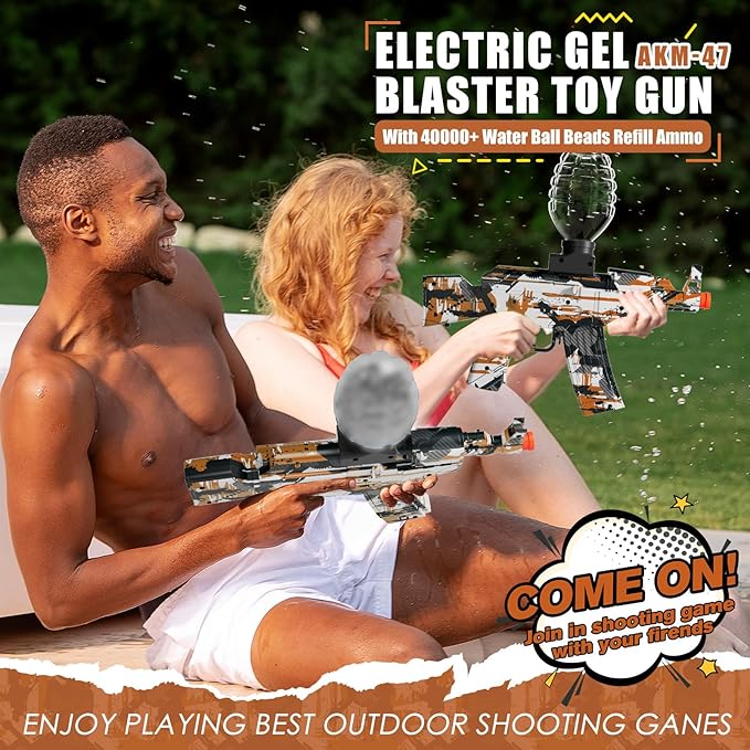 Gel Ball Blaster, Splat Gel Gun for Precision Shooting, Electric Water Ball Blaster Gun with Top Loading Design, Great for Competitive Team Play, Ages 15+ (Orange)
