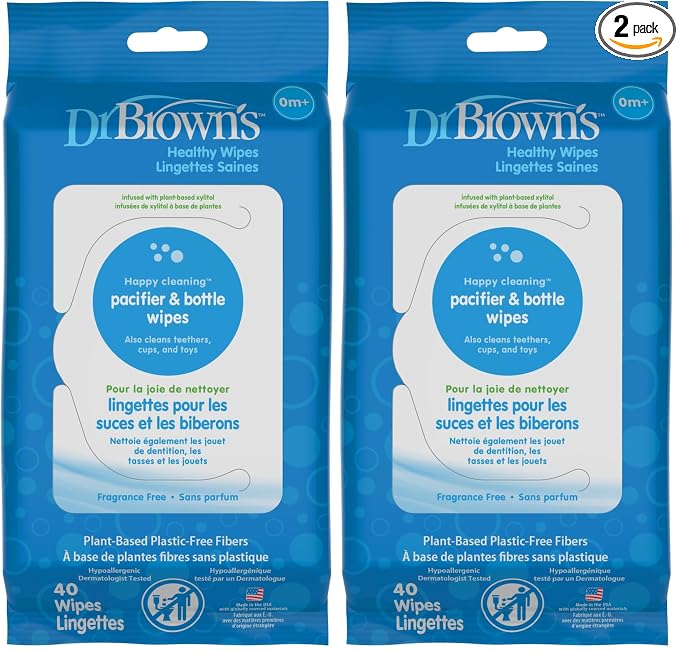 Dr. Brown's Pacifier and Bottle Wipes, 40 Count (Pack of 2)