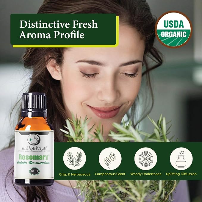 Organic Rosemary Essential Oil Chemotype Cineole | 100% Pure Steam Distilled Rosemary Oil | Fresh Herbaceous Aroma for Diffuser Aromatherapy, Massage Blends & DIY Recipes | Spain – 10ml