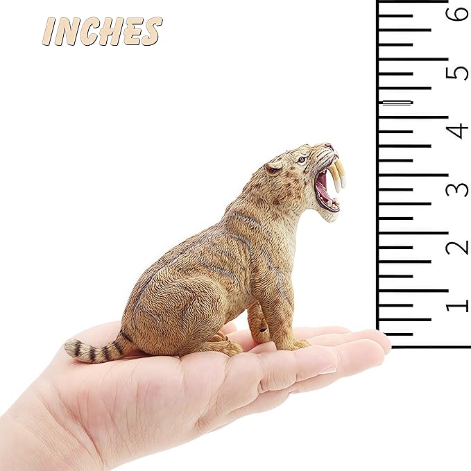 Gemini&Genius Smilodon Action Figure Toy, Saber-Toothed Tiger Wild Animal Model Toy, Beautiful and Accurate Sculptures of Tiger Animal Figure, Gift, Collection, Display & Play for Kids Collectors