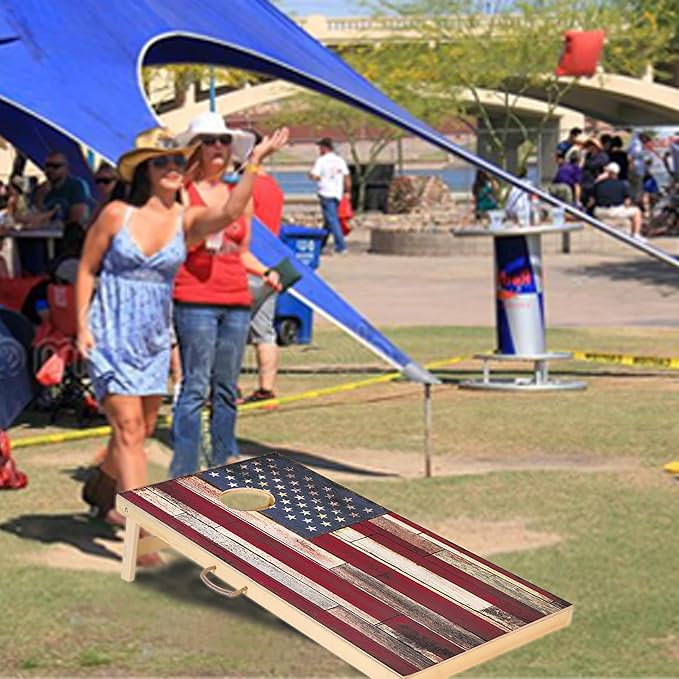 Sportdo Solid Wood Vintage Cornhole Game Set, Two 4'x2'Cornhole Boards, 8 Cornhole Bags for Indoor and Outdoor Toss Games Competitions, Tournaments
