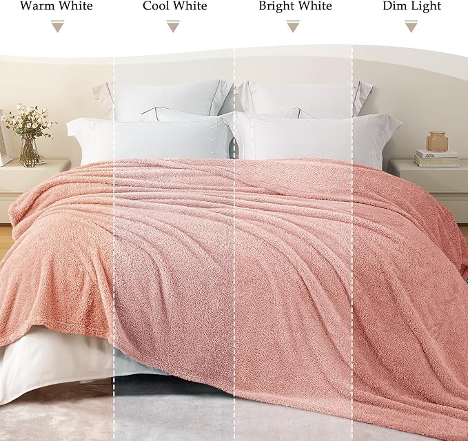 Exclusivo Mezcla Fleece Bed Blankets King Size for Bed, 90" x 104" | Super Soft and Cozy Fluffy Blanket for Women, Lightweight and Fuzzy Large Blanket for Bedroom , All Season, Pink