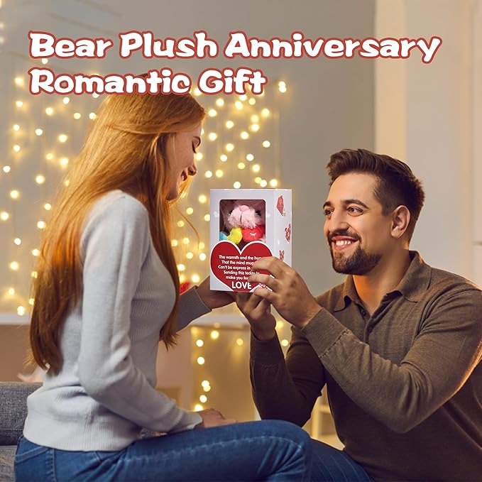 Teddy Bear Stuffed Animals for Girlfriend - 8 Inch Teddy Bear with Heart Soft Stuffed Pink Bear Plush Toy, for Mom, Anniversary Valentines Birthday Gifts for Kids Girls Her Women