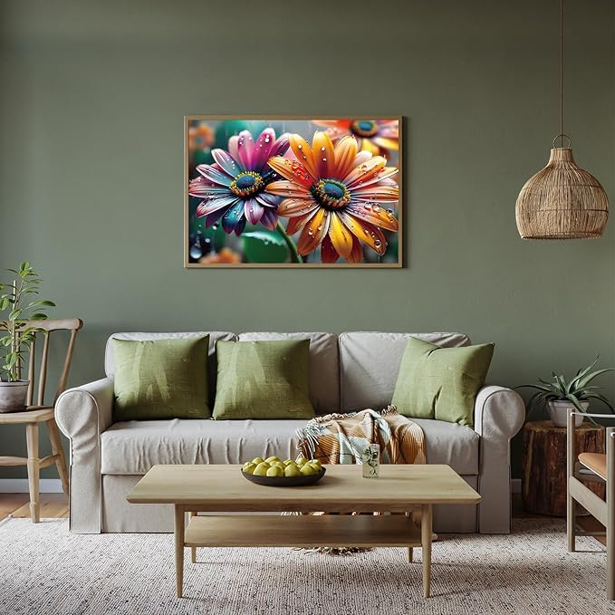 500 Piece Puzzles for Adults, Flowers Jigsaw Puzzles 500 Pieces - Dewdrop Daisies, Impossible Puzzle for Home Decor, Finished Size 20.47 * 14.96”, with 1:1 Poster, Letter on The Back