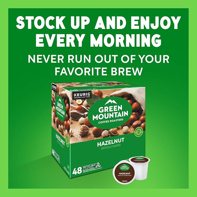 Green Mountain Coffee Roasters Hazelnut Coffee, Keurig Single Serve K-Cup Pods, Light Roast, 48 Count