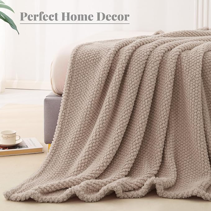 Whale Flotilla Soft Fleece Queen Size Bed Blanket, Camel | 90x90 Inch, Suitable for Bed, Fluffy Fuzzy Jacquard Blankets for All Season, Lightweight and Cozy