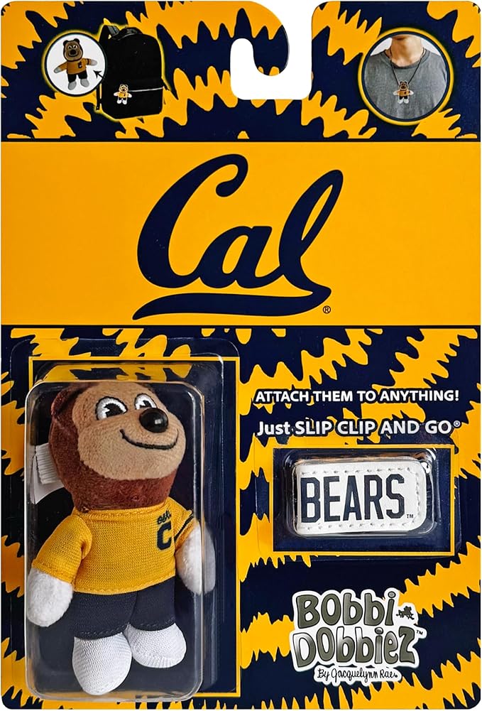 Bobbi-Dobbiez Attachable Plushie University of California (Berkeley) Oski Mascot – Attaches to Backpacks, Bags, Shoes, Water Bottles, and More