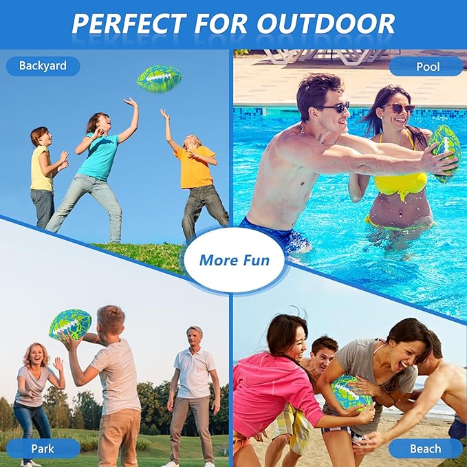 Jasonwell Pool Beach Water Football - Strong Grip Waterproof Soft Football for All-Weather Play Pool Toys Beach Games Backyard Outdoor Sports Toy Christmas Birthday Gifts for Kids Boys Teens Adults