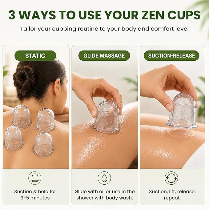 Silicone Cupping Therapy Set 6 Professional Massage Cupping Cups for Cupping Therapy Cup Kit for Massage, Myofascial Release, Cellulite Reduction