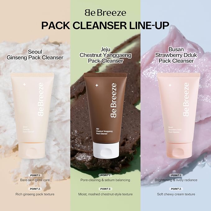 Busan Strawberry Dduk Pack Cleanser – 3-in-1 Korean Pack & Foam Wash with Rice & Strawberry Powder – Hydrating Neutral pH Amino Acid Wash – Vegan K-Beauty Facial Cleanser, 4.23 oz