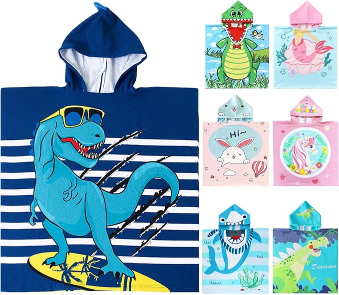 NovForth Kids Beach Towel for Boys Girls, Hooded Bath Towel Wrap, Toddler Pool Towel with Hood