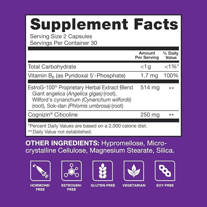 Qunol Menopause Relief Capsules, Peri to Post, Results in 4 Weeks, Hormone Free Support for Fatigue, Brain Fog, Hot Flashes, Night Sweats, Mood Swings & Sleep Disturbances, Plus Vitamin B6, 60 Count