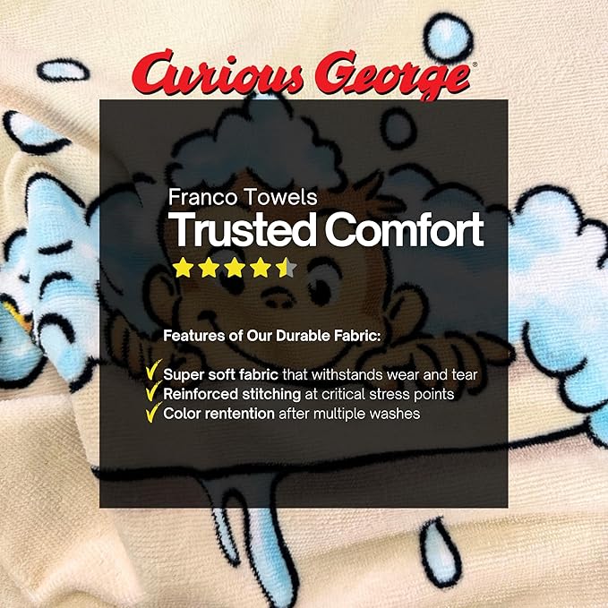 Curious George Monkey Kids Super Soft Bath/Pool/Beach Soft Cotton Terry Hooded Towel Wrap, 24 in x 50 in, Mario & Luigi, (100% Officially Licensed Product) By Franco