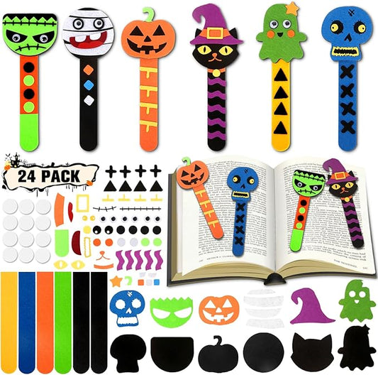 Letapapa Halloween Crafts for Kids Ages 4-8, 24 Pack DIY Bookmarks for Halloween Party Favors Trick or Treat,Goodie Bag Stuffers,School Classroom Prizes for Kids Art and Craft Activities