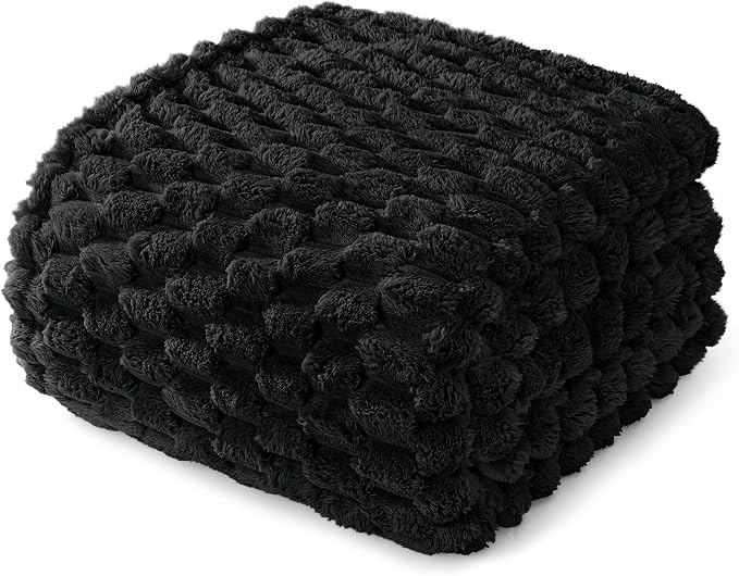 Whale Flotilla Soft 3D Jacquard Fleece Throw Blanket for Couch & Bed, Black | Super Cozy Lightweight Plush Fluffy Throw, Luxury Decorative All‑Season Couch Cover Blanket for Sofa & Office Chair, 50"x60"