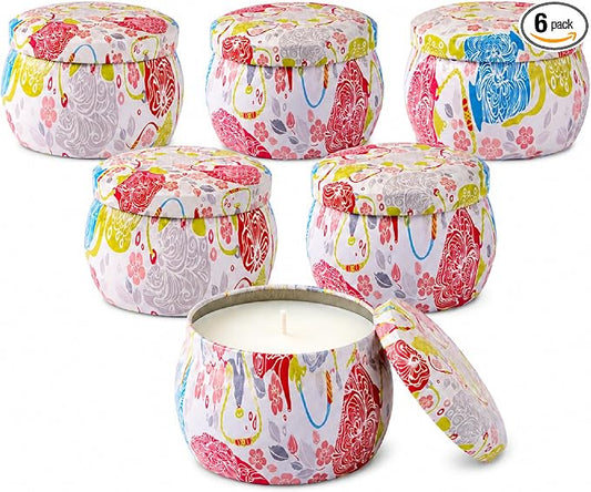 6 Pack Scented Candles Gift Set for Women, Soy Wax Tin Candles, 4 oz Each, 6 Fresh Botanical Scents, Up to 180 Hr Total Burn, Birthday Housewarming Thank You Gifts