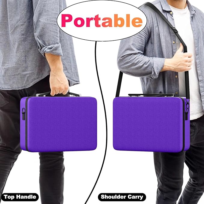 Proijeut Card Deck Box with Portable Case, 6 Pack Clear Commander Deck Box with 6 Dividers, Holds 600+ Double Sleeved Cards, Fit for MTG, YuGiOh, TCG (Purple)
