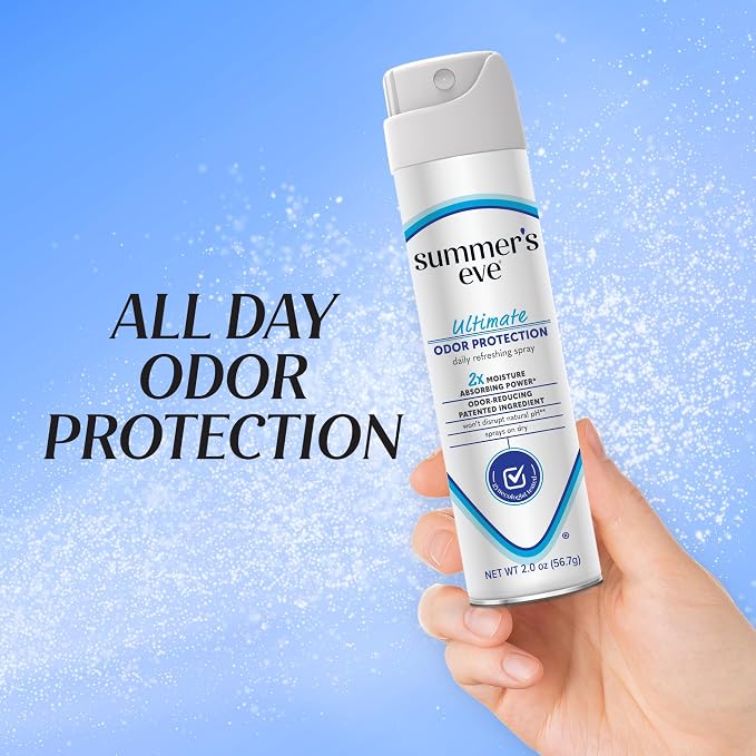 Summer's Eve Ultimate Odor Control Daily Feminine Spray, Odor-Reducing and Moisture-Absorbing Formula, Ultimate Odor Protection, Ultra, Blissful Escape, & Amber Nights; 2 Oz, Pack of 4
