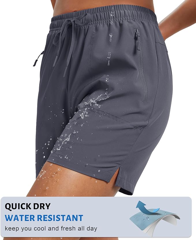 MAGCOMSEN Women's 5" Hiking Shorts UPF 50+ Quick Dry Lightweight Athletic Running Golf Summer Casual Shorts with Pockets