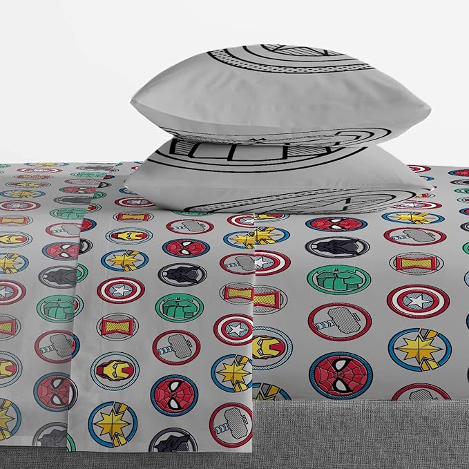 Jay Franco Marvel Avengers Pop 7 Piece Queen Size Bed Set - Includes Comforter & Sheet Set - Super Soft Fade Resistant Microfiber (Official Marvel Product)