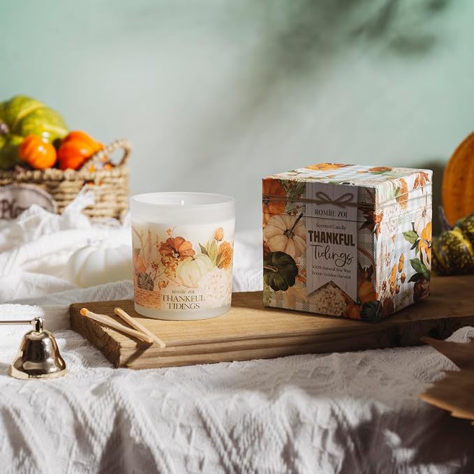 ROMIIE ZOI Scented Candle - Thankgul Tidings - 6oz Soy Wax Candle for Autumn, Gift for Her/Him