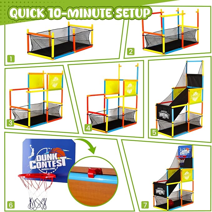LovesTown Arcade Basketball Game Set with 4 Balls, Indoor Basketball Hoop for Kids 3 to 12 Years, Outdoor Sport Play Carnival Games Sport Toys Gifts for Boys Girls, Ideal for Competition, Toddler Toys