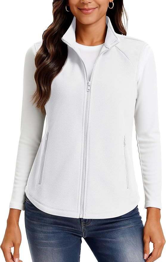 TACVASEN Women Polar Fleece Zip Up Vest with Pockets Lightweight Outerwear | Warm Thermal Sleeveless Jacket Suitable for Hiking Camping Travelling in Cool Autumn and Winter Weather