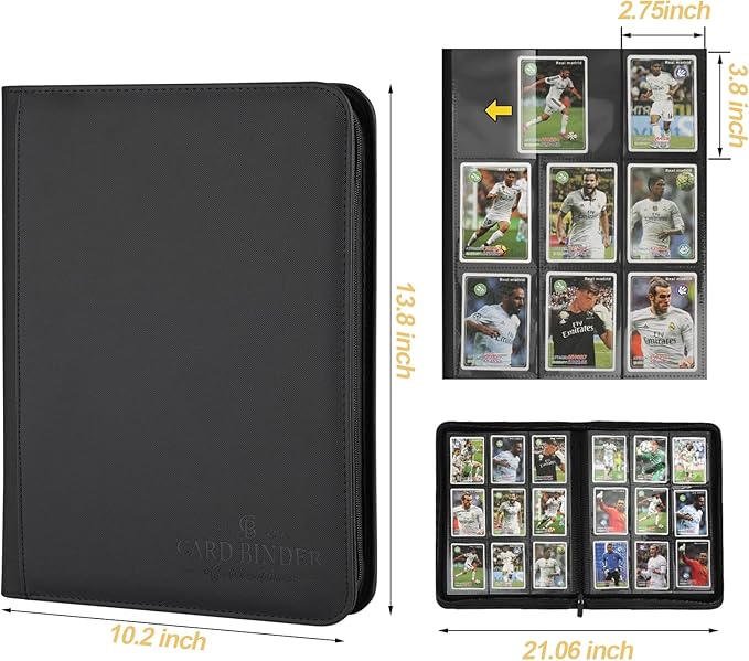 9 Pockets Card Binder,Premium Zip Trading Card Binder,540 Double Sided Pocket PU Collection Binder, Collector Album, Card Folder for MTG, TCG, Business Cards.(Black)