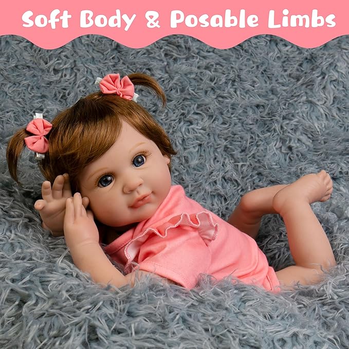 Milidool Realistic Reborn Baby Dolls Girl - Realistic Baby Dolls Girl Real Looking 22 inch Doll with Soft & Poseable Body, Lifelike Newborn Baby Doll That Look Real, Kids Gift for 3+ Years Old