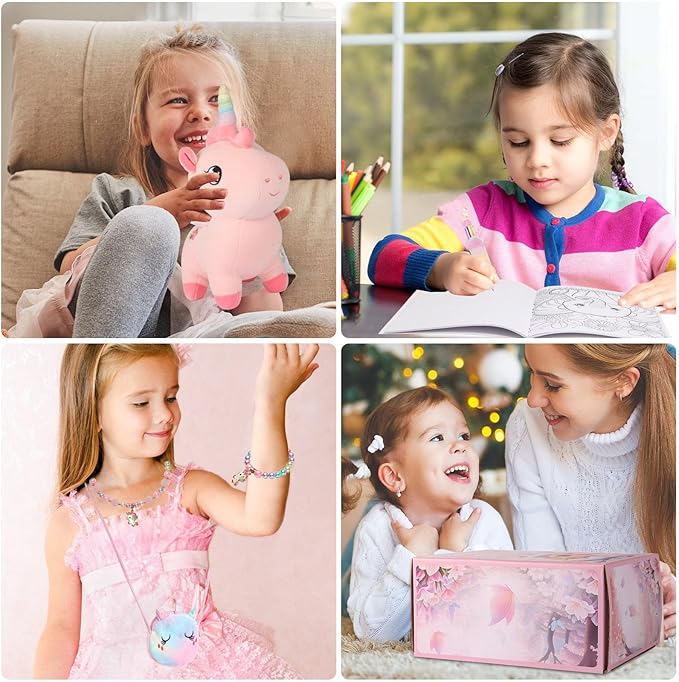 Unicorn Magic Gift Set for Girls Age 3-8 | 10-in-1 Arts and Crafts Kit with Plush Toy, Stickers & Drawing Supplies | Creative Screen-Free Play | Gift Ready (Sets)