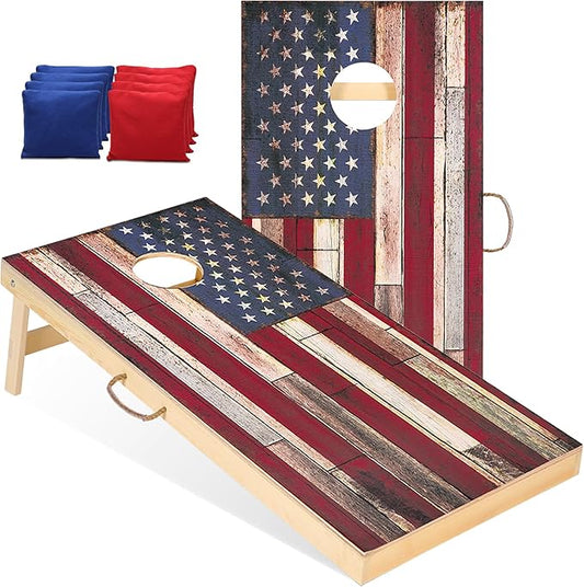 Sportdo 4x2 ft Solid Wood Cornhole Set with 8 Bean Bags, Regulation Size Cornhole Board Set for Adults, Cornhole Game Set for Tailgate Backyard Toss Games Indoor&Outdoor Activities