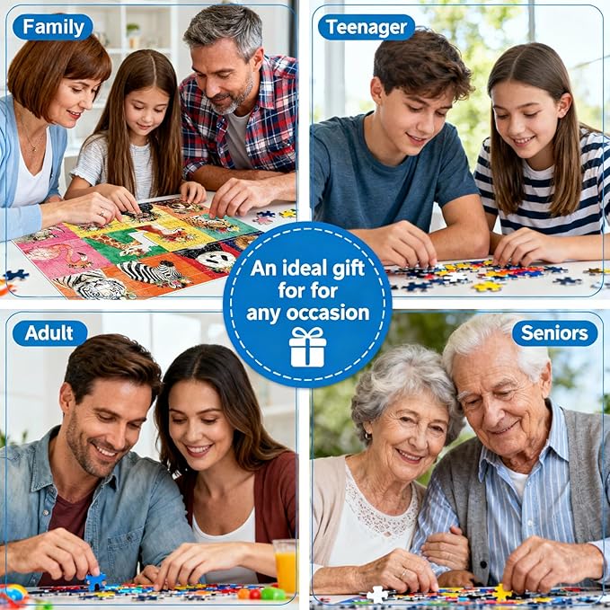 Puzzles for Adults 1000 Pieces - Beast-Themed Colorful Jigsaw Puzzles, Fun Family Game, Challenging Brain Teaser, 28 x 20 in, Great Gift Idea & Home Decor (Floral Beasts)