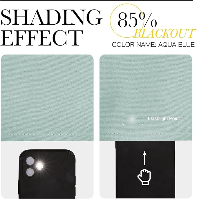 NICETOWN Blackout Curtains for Living Curtains, Aqua Blue, 2 Panels, 52 by 95, Room Darkening Window Curtain Panels, Easy-Care Solid Thermal Insulated Draperies/Drapes for Daughter Room