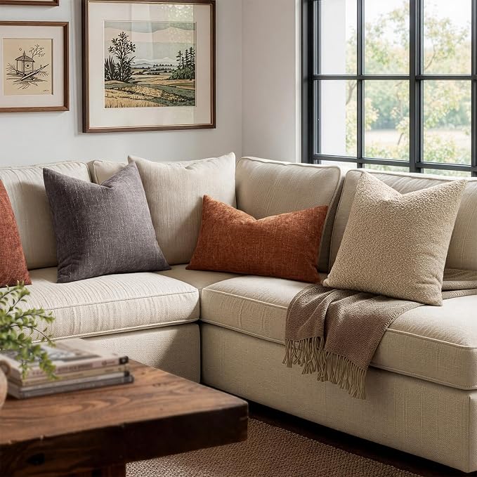 MIULEE Textured Chenille Throw Pillow Covers 18x18 Inch Charcoal Gray | Pack of 2 Decorative Soft Throw Pillows, Solid Textured Cushion Covers, Modern Home Decor for Couch Sofa Bedroom Living Room