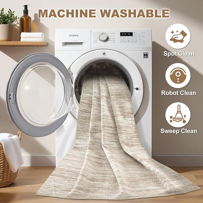 Nakagishi Boho 5x7 Area Rug Living Room Rugs Machine Washable Dark Brown | Soft, Pet & Kid Friendly, Carpet for Living Room/Bedroom/Office/Kitchen/Nursery, Daily Home Decor Stain Resistant Moroccan