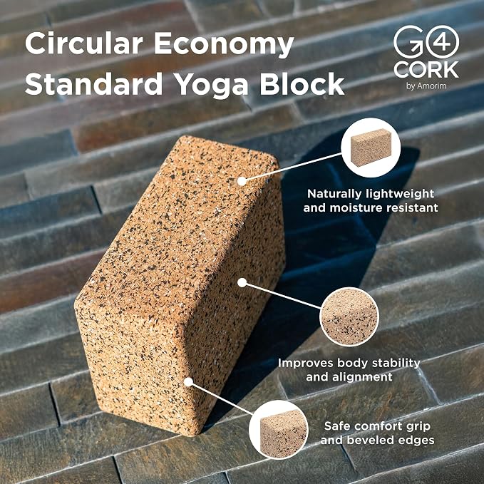 Go4Cork Cork Yoga Block | Non-Toxic, Alternative To Foam Yoga Blocks | Odorless, Soft, Non-Slip, Workout & Exercise | Yogi Gift Accessories | Men & Women | Eco Friendly, Sustainable
