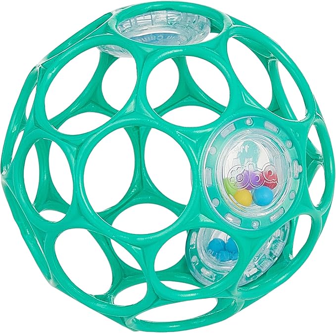 Bright Starts Oball Easy-Grasp Rattle BPA-Free Infant Toy in Teal, Age Newborn and up, 4 Inches