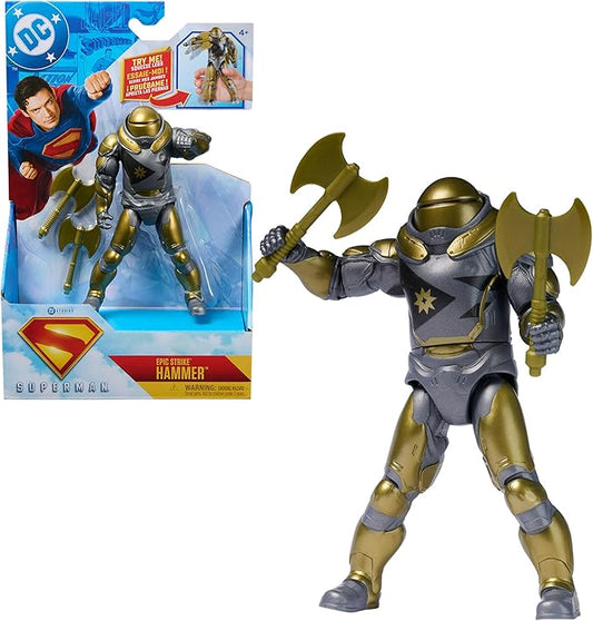 DC Comics, Superman, Hammer of Boravia Epic Strike Action Figure, 6-Inch Tall, Authentic Movie Styling, Includes 2 Accessories, Kids Toys for Boys and Girls Ages 4 and Up