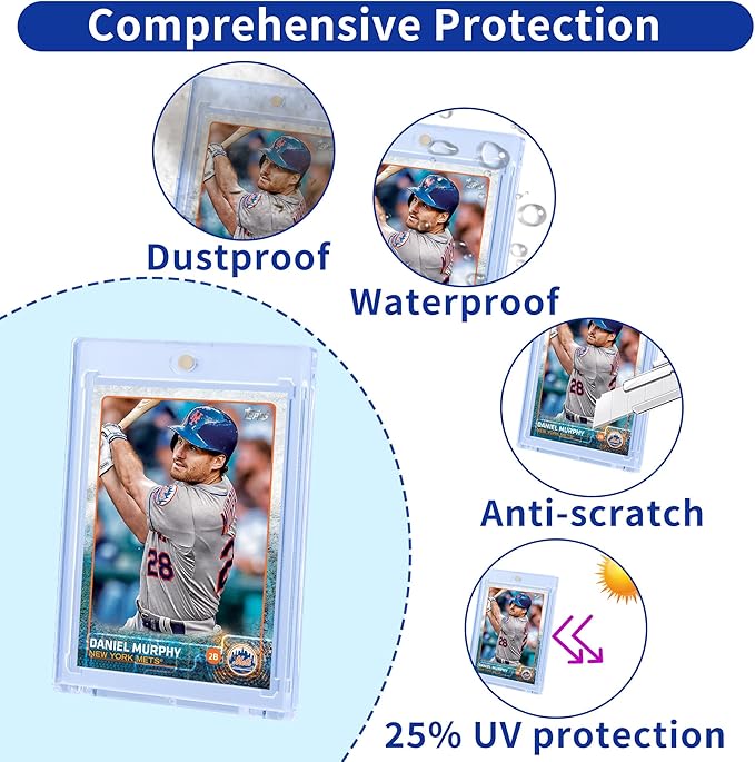 QTYORD 50 Pack 35PT Magnetic Card Holder for Trading Cards, One-Touch Card Case Holder for Baseball Football Sports MTG TCG Collectable Cards