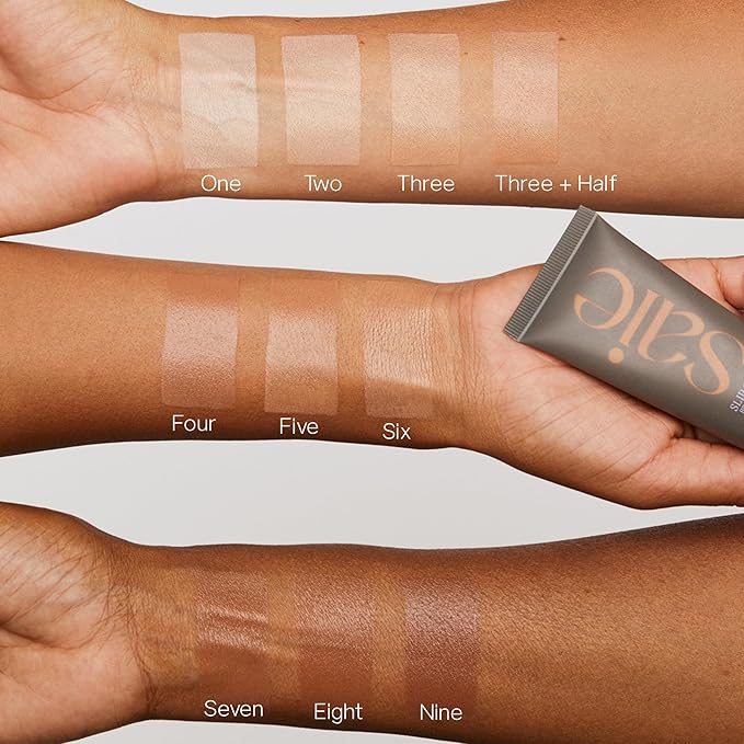 Saie Slip Tint Tinted Moisturizer with SPF 35 - Light Coverage, Glowy Skin Tint & Mineral Sunscreen for Face with Hydrating Hyaluronic Acid - Summer Makeup Essential - Shade Nine + Half (1.35 oz)