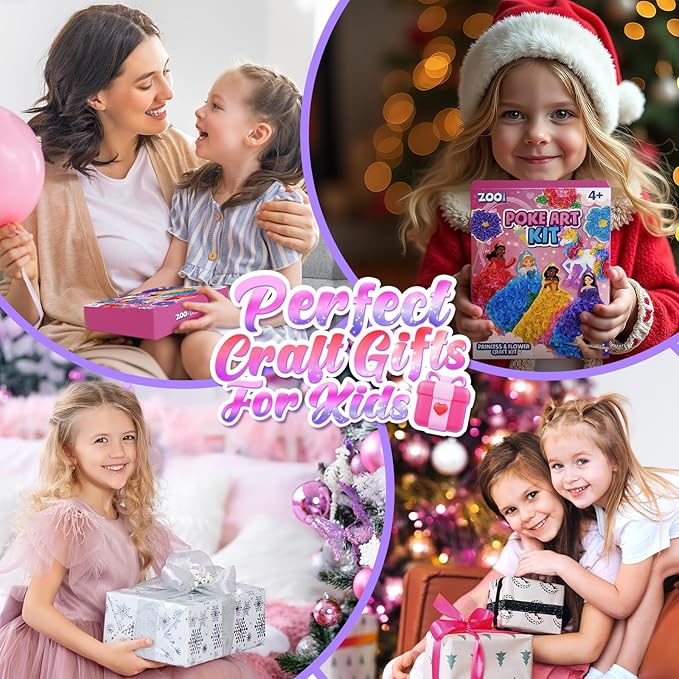 ZOOI Poke Art Kits, Arts and Crafts for Kids Girls Ages 8-12, Pretty Pretty Princess Game, Poke in Crafts for Girls 8-12, Birthday Gifts for 4, 5, 6, 7, 8 Year Old Girl Toys Age 6-8 Art Kits