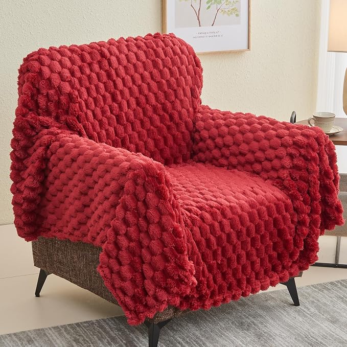 NEWCOSPLAY Fleece Clouds Cozy Throw Blanket for Couch, Red, 50"x60" | Premium Silky Flannel Blanket, Soft Lightweight Fluffy Throw Blanket for Bed Sofa Decor, Gift for All Season Use