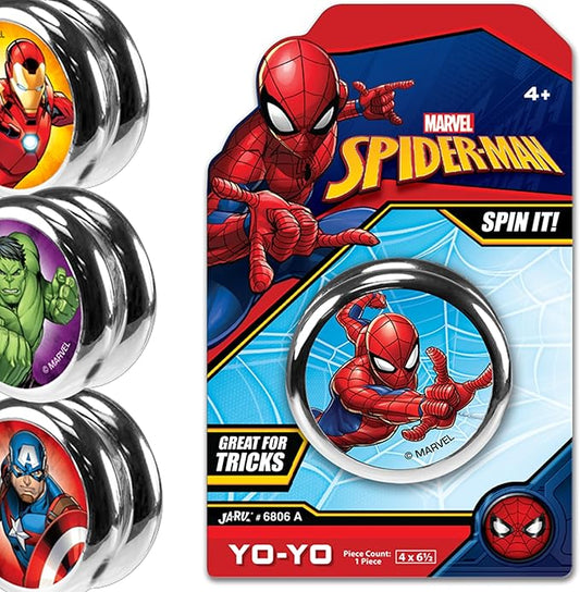 JA-RU Marvel Toys YoYo Toy (1 Unit Assorted Style) Superheroes Spiderman, Hulk, Captain America & Ironman Kids Yoyo Beginner String Trick Yo-Yo Game Fidget Toys for Boys 6806-1
