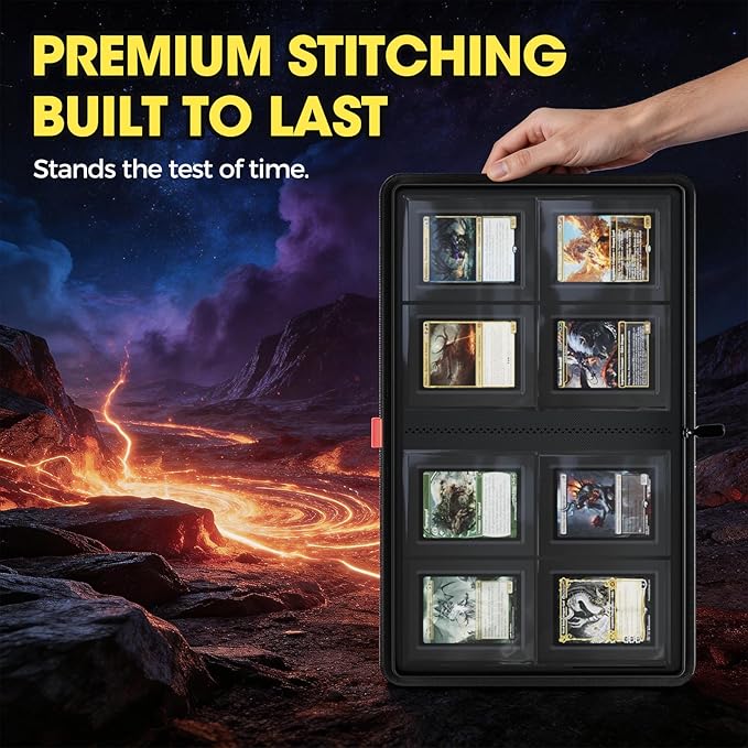 ProCase 4 Pocket Top Loader Binder, Holding 144 Cards in 3"x4" Toploaders, Side Loading Small Book Folder with Clear Window for Pokemon, Trading, Sports Cards Collection TCG, MTG -Yellow