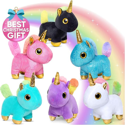 Naturally KIDS Stuffed Animal, Toddler Gifts for Boys, Girls, Plush Unicorn Toys Set 6