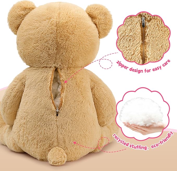 Tezituor Giant Teddy Bear Stuffed Animal 4 Feet, Stuffed Bear Valentine's Gift for Girlfriend Boyfriend Women Wife, Life Size Valentine's Bear Plush for Girl Boy Kids, Plush Teddy Bear for Birthday