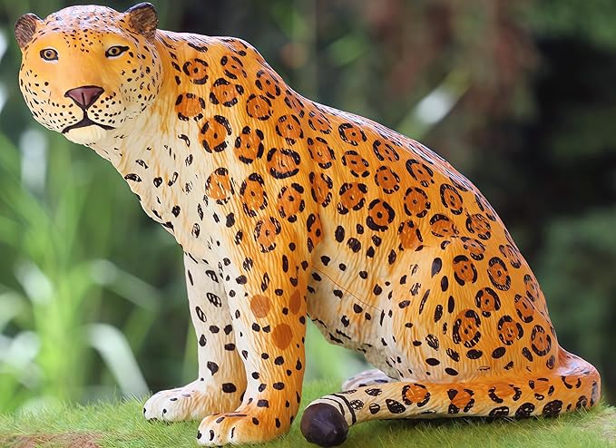 Gemini&Genius Yellow Leopard Action Figure Toy, Pard Toy 6 Inches Length Figurine Wild Animal, Panther Animal Model for Kids