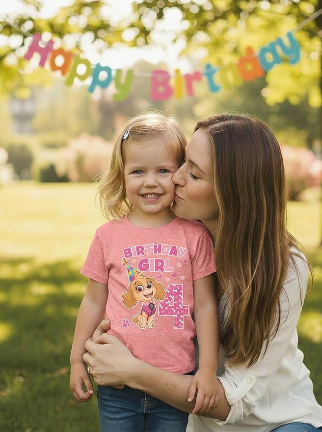 Skye Paw Patrol 4th Birthday Girl Shirt for 4 Year Old Girls - Pup-Themed Party Toddler T-Shirt